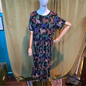 Sugarhill Brighton Leopard Print Midi Dress in Multicolor Teacher Black size 14